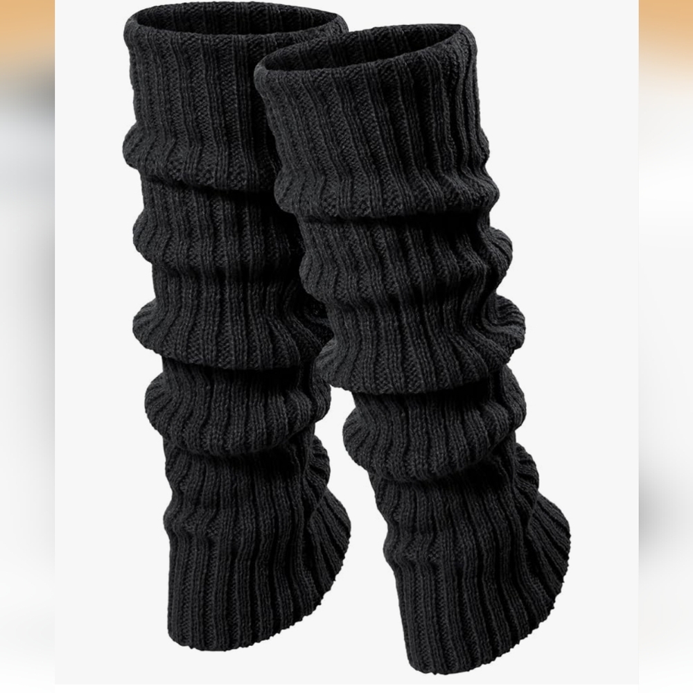 Black Ribbed Leg Warmers - Picture 2 of 9